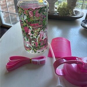 Lilly Pulitzer for Target Pink and Black Tropical Water Bottle